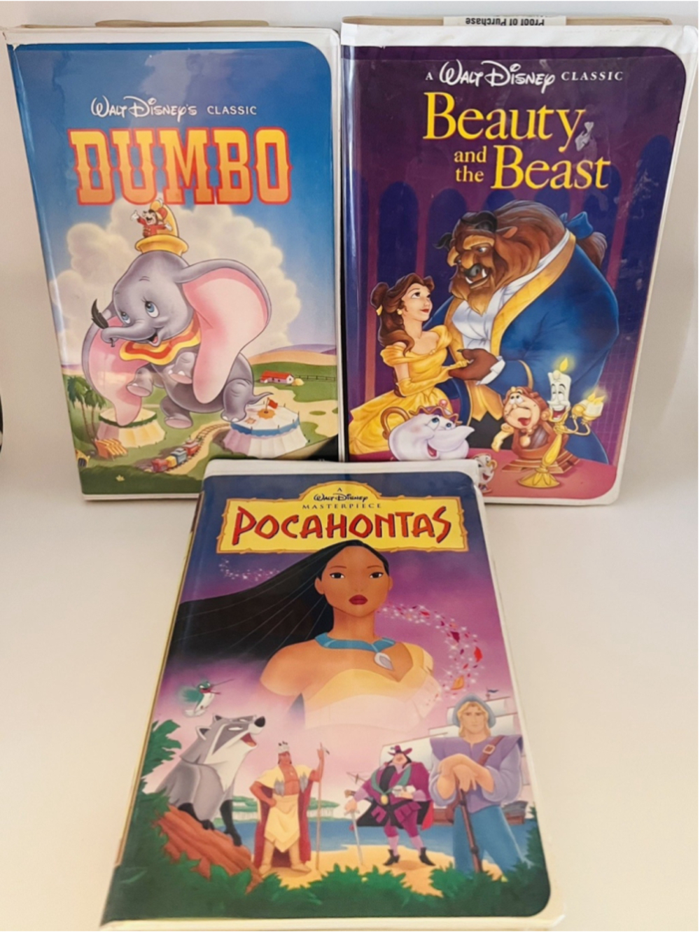 Disney VHS Dumbo Pocahontas Beauty and Beast ~Lot of 3~ Classic Black Diamond